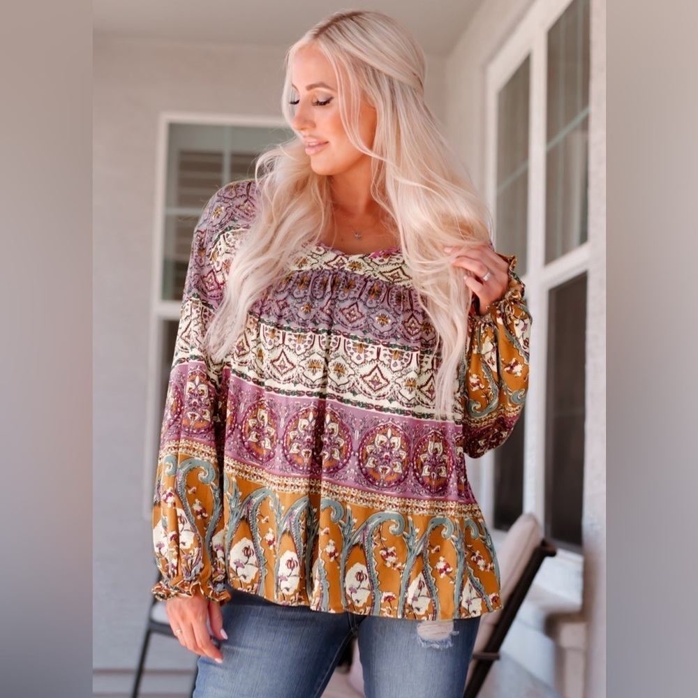 Free Spirited Boho Blouse Long Sleeve